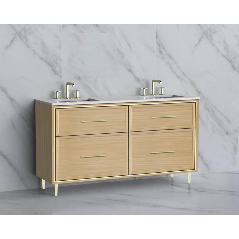 Madeli Profile 60D'' Free standing Vanity Cabinet in Natural Oak/HW: Handle & Feet B