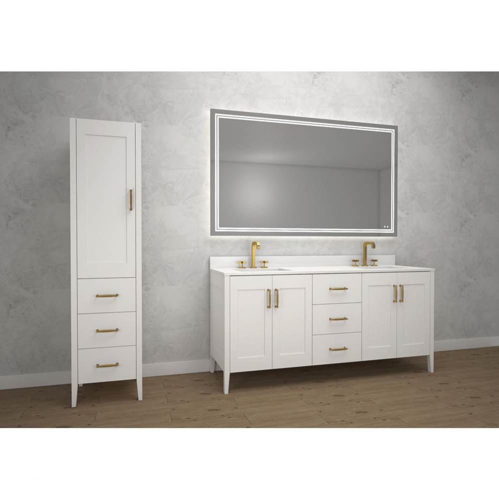 Madeli Encore 72D'' Free Standing Vanity Matte White/HW: Polished Chrome(PC)