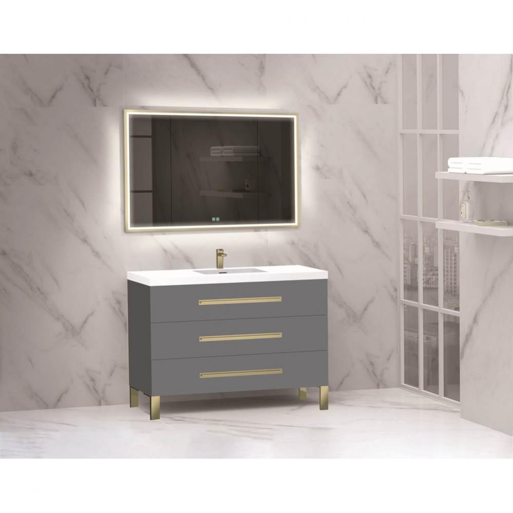 Madeli Icon 48C'' Free standing Vanity Cabinet in Studio Grey/HW: Satin Brass(SB)