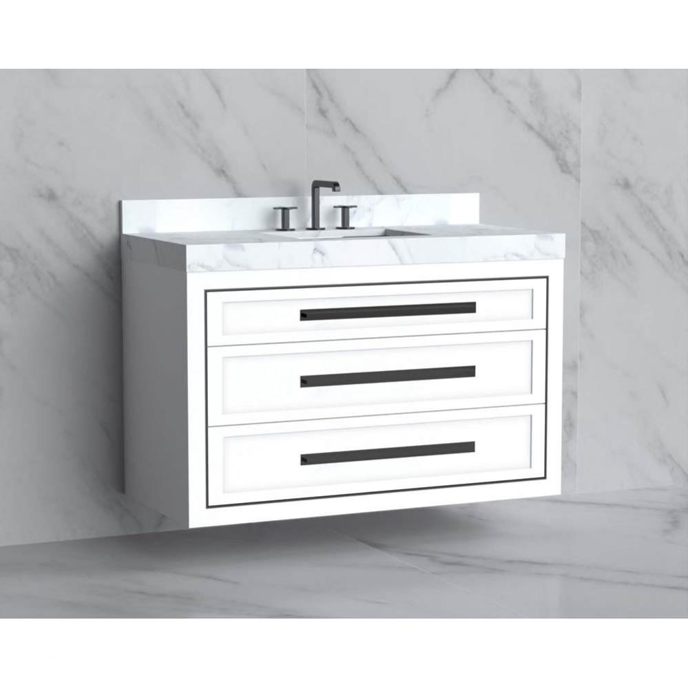 Madeli Renaissance 48C'' Wall hung Vanity Cabinet in White/HW: Handles Matte Black(MB)