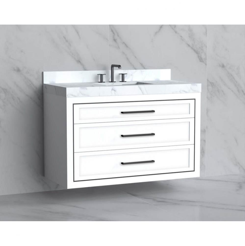 Madeli Renaissance 48C'' Wall hung Vanity Cabinet in White/HW: Handles Matte Black(MB)