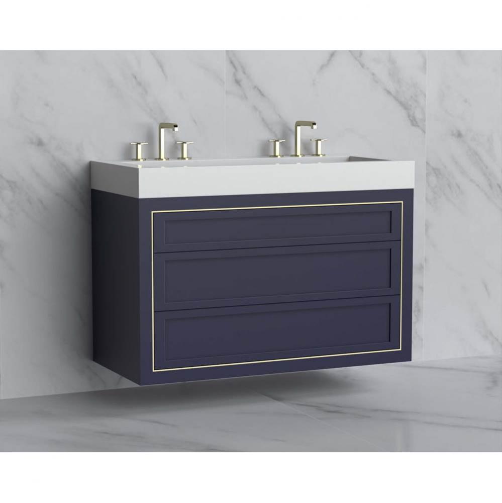 Madeli Renaissance 48D'' Wall hung Vanity Cabinet in Sapphire - No Handles - Inlay in Po