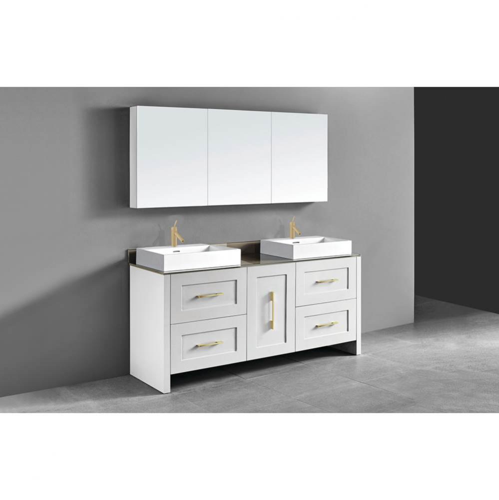 Madeli Retro 72D'' Free Standing Vanity Matte White/HW: Polished Chrome(PC)