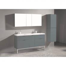 Madeli B200-60D-021-LC-TG-PC - Madeli Milano 60D'' Free Standing Vanity Cabinet Studio Grey/HW: Polished Chrome(PC)