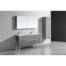 Madeli B400-60D-001-LS-AG-PC - Madeli Soho 60D'' Free standing Vanity Cabinet in Ash Grey/HW: Polished Chrome(PC)