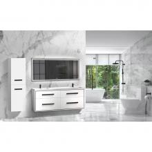 Madeli B450-72D-002-WH-BN - Madeli Apogee 72'' Wall hung Vanity Cabinet in White/HW: Brushed Nickel(BN)