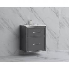 Madeli B455-24-002-TG-HR-PC - Madeli Edge 24'' Wall hung Vanity Cabinet in Studio Grey/HW:Handles Polished Chrome(PC)