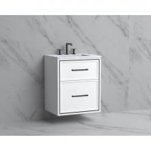 Madeli B455-24-002-WH-HY-PC - Madeli Edge 24'' Wall hung Vanity Cabinet in White/HW: Handles Polished Chrome(PC)