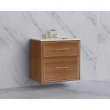 Madeli B455-30-002-NW-HR-PC - Madeli Edge 30'' Wall hung Vanity Cabinet in Natural Walnut/HW:Handles Polished Chrome(P