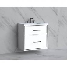 Madeli B455-30-002-WH-HY-PC - Madeli Edge 30'' Wall hung Vanity Cabinet in White/HW: Handles Polished Chrome(PC)