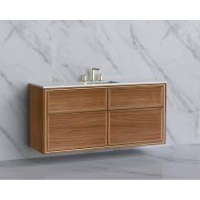 Madeli B455-60C-002-NW-NP-PC - Madeli Edge 60C'' Wall hung  Vanity Cabinet in Natural Walnut/HW: No Handles - Inlay  Po
