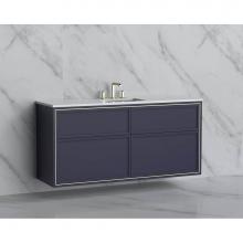 Madeli B455-60C-002-SA-NP-PC - Madeli Edge 60C'' Wall hung Vanity Cabinet in Sapphire/HW: No Handles - Inlay  Polished
