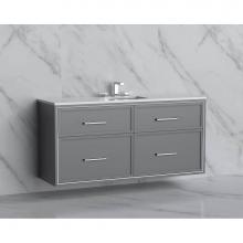 Madeli B455-60C-002-TG-HY-PC - Madeli Edge 60C'' Wall hung Vanity Cabinet in Studio Grey/HW: Handles Polished Chrome(PC