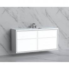 Madeli B455-60C-002-WH-NP-PC - Madeli Edge 60C'' Wall hung Vanity Cabinet in White/HW: No Handles - Inlay  Polished Chr