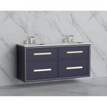 Madeli B455-60D-002-SA-HP-PC - Madeli Edge 60D'' Wall hung Vanity Cabinet in Sapphire/HW: Handles Polished Chrome(PC)