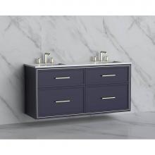 Madeli B455-60D-002-SA-HY-PC - Madeli Edge 60D'' Wall hung Vanity Cabinet in Sapphire/HW: Handles Polished Chrome(PC)