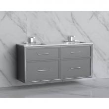 Madeli B455-60D-002-TG-HR-PC - Madeli Edge 60D'' Wall hung Vanity Cabinet in Studio Grey/HW: Handles Polished Chrome(PC