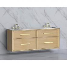 Madeli B455-72D-002-NO-HP-BN - Madeli Edge 72'' Wall hung Vanity Cabinet in Natural Oak/HW: Handles Brushed Nickel(BN)