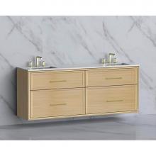 Madeli B455-72D-002-NO-HR-BN - Madeli Edge 72'' Wall hung Vanity Cabinet in Natural Oak/HW: Handles Brushed Nickel(BN)