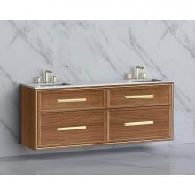 Madeli B455-72D-002-NW-HP-MB - Madeli Edge 72'' Wall hung Vanity Cabinet in Natural Walnut/HW: Handles Matte Black(MB)