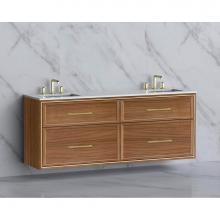 Madeli B455-72D-002-NW-HR-BN - Madeli Edge 72'' Wall hung Vanity Cabinet in Natural Walnut/HW: Handles Brushed Nickel(B