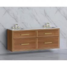 Madeli B455-72D-002-NW-HY-MB - Madeli Edge 72'' Wall hung Vanity Cabinet in Natural Walnut/HW: Handles Matte Black(MB)