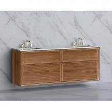 Madeli B455-72D-002-NW-NP-PC - Madeli Edge 72'' Wall hung  Vanity Cabinet in Natural Walnut/HW: No Handles - Inlay  Pol