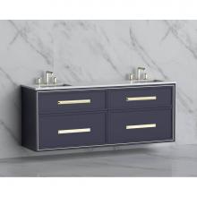 Madeli B455-72D-002-SA-HP-BN - Madeli Edge 72'' Wall hung Vanity Cabinet in Sapphire/HW: Handles Brushed Nickel(BN)