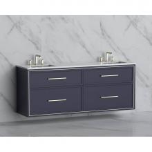 Madeli B455-72D-002-SA-HY-BN - Madeli Edge 72'' Wall hung Vanity Cabinet in Sapphire/HW: Handles Brushed Nickel(BN)