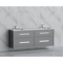 Madeli B455-72D-002-TG-HP-BN - Madeli Edge 72'' Wall hung Vanity Cabinet in Studio Grey/HW: Handles Brushed Nickel(BN)