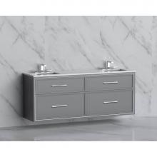 Madeli B455-72D-002-TG-HR-MB - Madeli Edge 72'' Wall hung Vanity Cabinet in Studio Grey/HW: Handles Matte Black(MB)