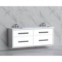 Madeli B455-72D-002-WH-HP-BN - Madeli Edge 72'' Wall hung Vanity Cabinet in White/HW: Handles Brushed Nickel(BN)