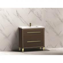 Madeli B460-30-001-LL-WA-PN - Madeli Pinnacle 30'' Free standing Vanity Cabinet in Walnut/HW: Polished Nickel(PN)