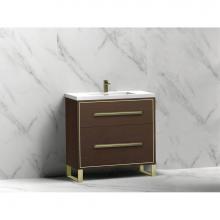 Madeli B460-30-001-LS-WA-BN - Madeli Pinnacle 30'' Free standing Vanity Cabinet in Walnut/HW: Brushed Nickel(BN)