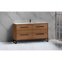 Madeli B460-60C-001-LC-NW-PC - Madeli Pinnacle 60C'' Free standing Vanity Cabinet in Natural Walnut/HW: Polished Chrome