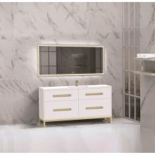 Madeli B460-60C-001-LC-WH-MB - Madeli Pinnacle 60C'' Free standing Vanity Cabinet in White/HW: Matte Black(MB)