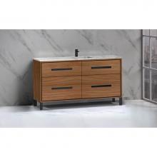 Madeli B460-60C-001-LL-NW-PC - Madeli Pinnacle 60C'' Free standing Vanity Cabinet in Natural Walnut/HW: Polished Chrome