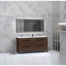 Madeli B460-60C-001-LL-WA-PC - Madeli Pinnacle 60C'' Free standing Vanity Cabinet in Walnut/HW: Polished Chrome(PC)