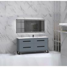 Madeli B460-60C-001-LS-TG-PN - Madeli Pinnacle 60C'' Free standing Vanity Cabinet in Studio Grey/HW: Polished Nickel(PN