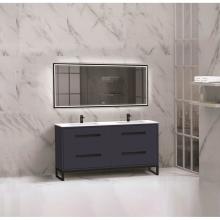 Madeli B460-60D-001-LC-SA-BN - Madeli Pinnacle 60D'' Free standing Vanity Cabinet in Sapphire/HW: Brushed Nickel(BN)