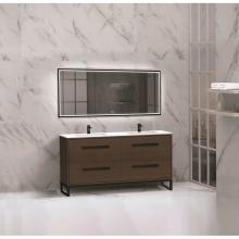 Madeli B460-60D-001-LC-WA-PN - Madeli Pinnacle 60D'' Free standing Vanity Cabinet in Walnut/HW: Polished Nickel(PN)