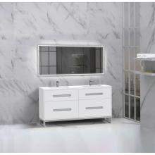 Madeli B460-60D-001-LC-WH-BN - Madeli Pinnacle 60D'' Free standing Vanity Cabinet in White/HW: Brushed Nickel(BN)