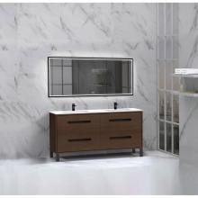 Madeli B460-60D-001-LL-WA-BN - Madeli Pinnacle 60D'' Free standing Vanity Cabinet in Walnut/HW: Brushed Nickel(BN)