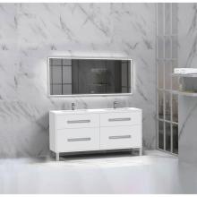 Madeli B460-60D-001-LL-WH-BN - Madeli Pinnacle 60D'' Free standing Vanity Cabinet in White/HW: Brushed Nickel(BN)