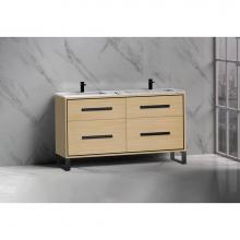 Madeli B460-60D-001-LS-NO-MB - Madeli Pinnacle 60D'' Free standing Vanity Cabinet in Natural Oak/HW: Matte Black(MB)