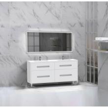 Madeli B460-60D-001-LS-WH-BN - Madeli Pinnacle 60D'' Free standing Vanity Cabinet in White/HW: Brushed Nickel(BN)