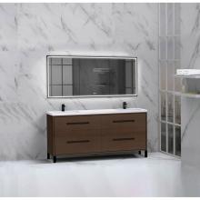 Madeli B460-72D-001-LL-WA-PC - Madeli Pinnacle 72'' Free standing Vanity Cabinet in Walnut/HW: Polished Chrome(PC)