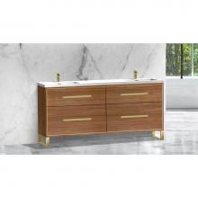 Madeli B460-72D-001-LS-NW-MB - Madeli Pinnacle 72'' Free standing Vanity Cabinet in Natural Walnut/HW: Matte Black(MB)