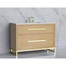 Madeli B465-48D-001-LC-NO-HP-PC - Madeli Profile 48D'' Free standing Vanity Cabinet in Natural Oak/HW: Handle & Feet P