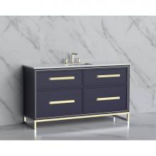 Madeli B465-60C-001-LC-SA-HP-MB - Madeli Profile 60C'' Free standing Vanity Cabinet in Sapphire/HW: Handle & Feet Matt